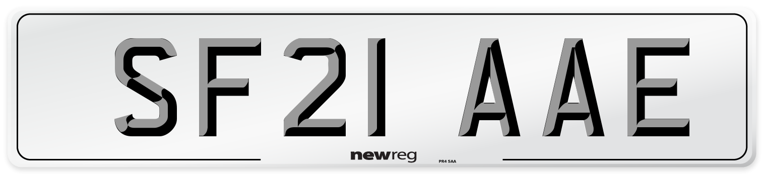 SF21 AAE Number Plate from New Reg